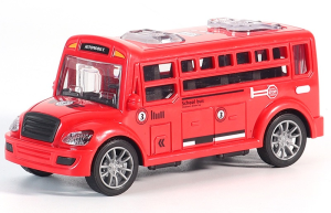 Машинка инерционная школьный автобус красный в пакете 13 см