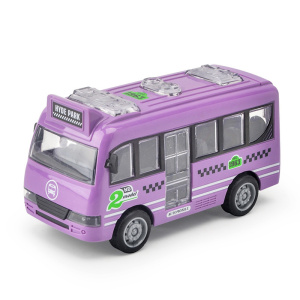 Машинка инерционная  автобус фиолетовый в пакете 12 см