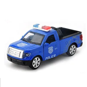 Машинка Полиция синий пикап, метал, 12см